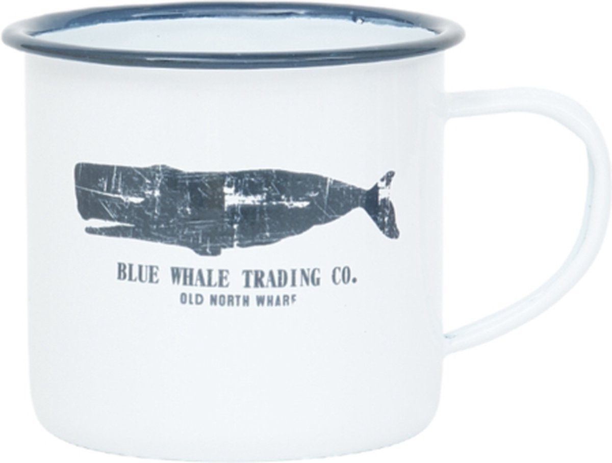Emaille beker walvis wit 8x8 - BATELA