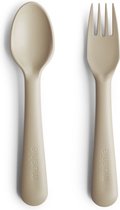 Siliconen bestek - Mushie - BPA vrij - Set 2 vork & lepel - Vanille / creme