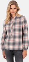 camel active Overslag blouse in flanellen ruit - Maat womenswear-XL - Roze Grijs