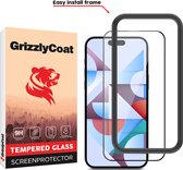 GrizzlyCoat Screenprotector geschikt voor Apple iPhone 15 Pro Max Glazen | GrizzlyCoat Easy Fit Screenprotector - Case Friendly + Installatie Frame - Zwart