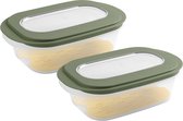 Sunware - Boîte à fromage Sigma home avec plateau vert - Set de 2