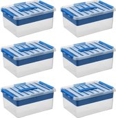 Sunware - Boîte de rangement Q-line avec insert 15L bleu - Set de 6