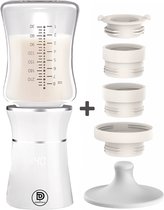 D-essentials Flessenwarmer - Draagbare baby flessenwarmer voor onderweg - Wit - 4 Adapters - Geschikt voor onder anderen Dr. Brown's, AVENT, MADELA, NUK
