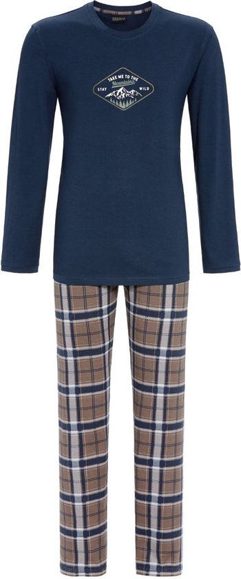 Warme heren pyjama blauw Mountains - Blauw - Maat - 54