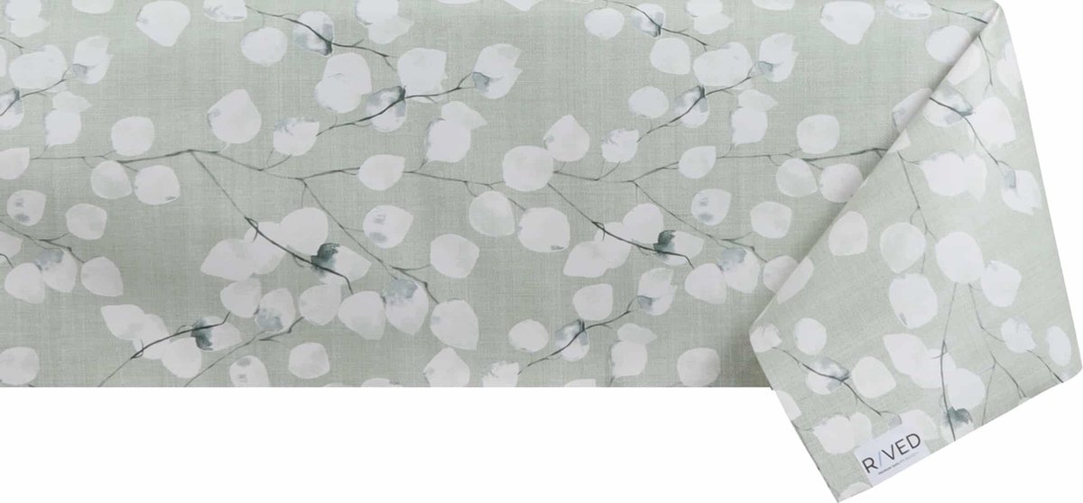 Raved Tafelzeil 140 cm x 270 cm – Lente Bloemen print Groen – PVC Afwasbaar