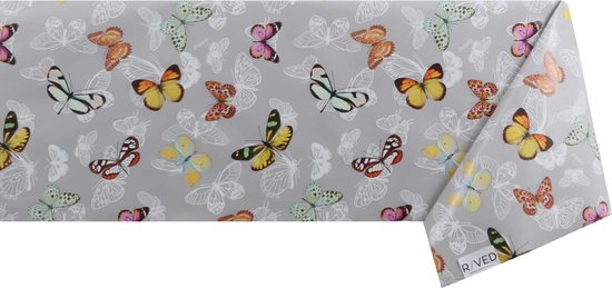 Nappe Design /Nappe Couleurs Motif Papillon Grijs ↔ 140 cm x ↕ 160 cm - PVC - Lavable
