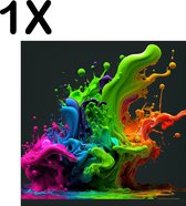 BWK Textiele Placemat - Gekleurde Verf Splash - Set van 1 Placemats - 50x50 cm - Polyester Stof - Afneembaar