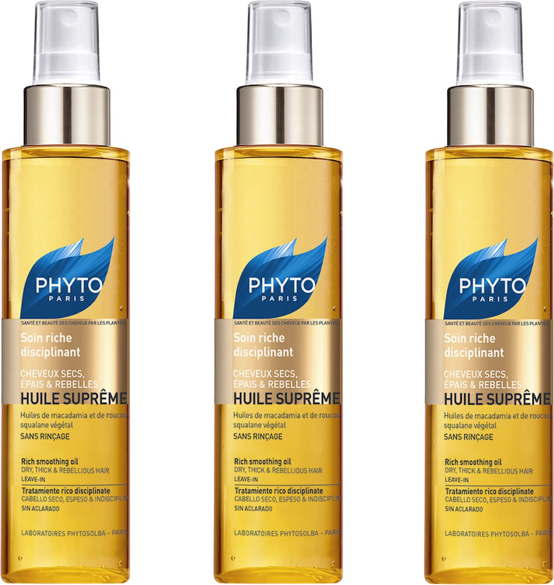 Phyto Paris Huile Suprême Rich Smoothing Oil Dry, Thick & Rebellious Hair 30ml x 3