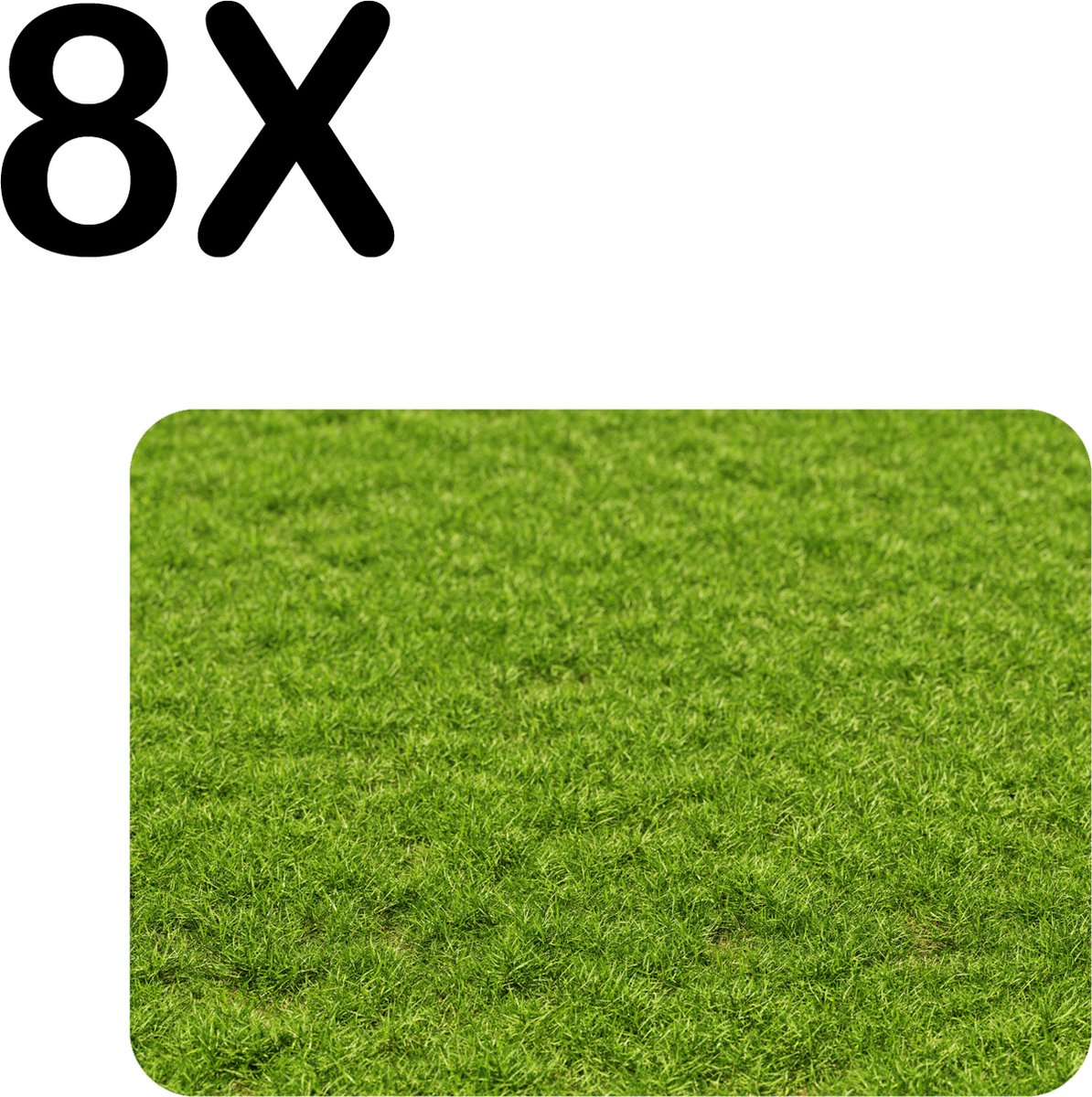 BWK Flexibele Placemat - Groen Gras - Set van 8 Placemats - 40x30 cm - PVC Doek - Afneembaar