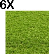BWK Textiele Placemat - Groen Gras - Set van 6 Placemats - 40x40 cm - Polyester Stof - Afneembaar