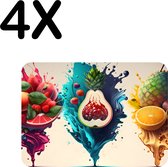 BWK Luxe Placemat - Fruit Splashes Art - Set van 4 Placemats - 40x30 cm - 2 mm dik Vinyl - Anti Slip - Afneembaar