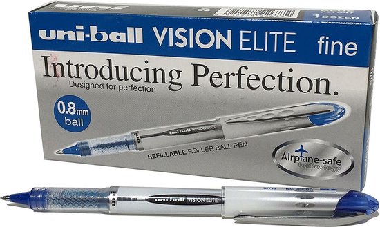 Liquid ink ballpoint pen Uni-Ball Vision Elite UB-200 Blauw 12 Stuks