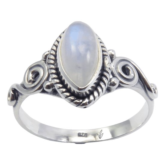 Natuursieraad - 925 sterling zilver maansteen ring maat 17.25 mm - luxe edelsteen sieraad - handgemaakt