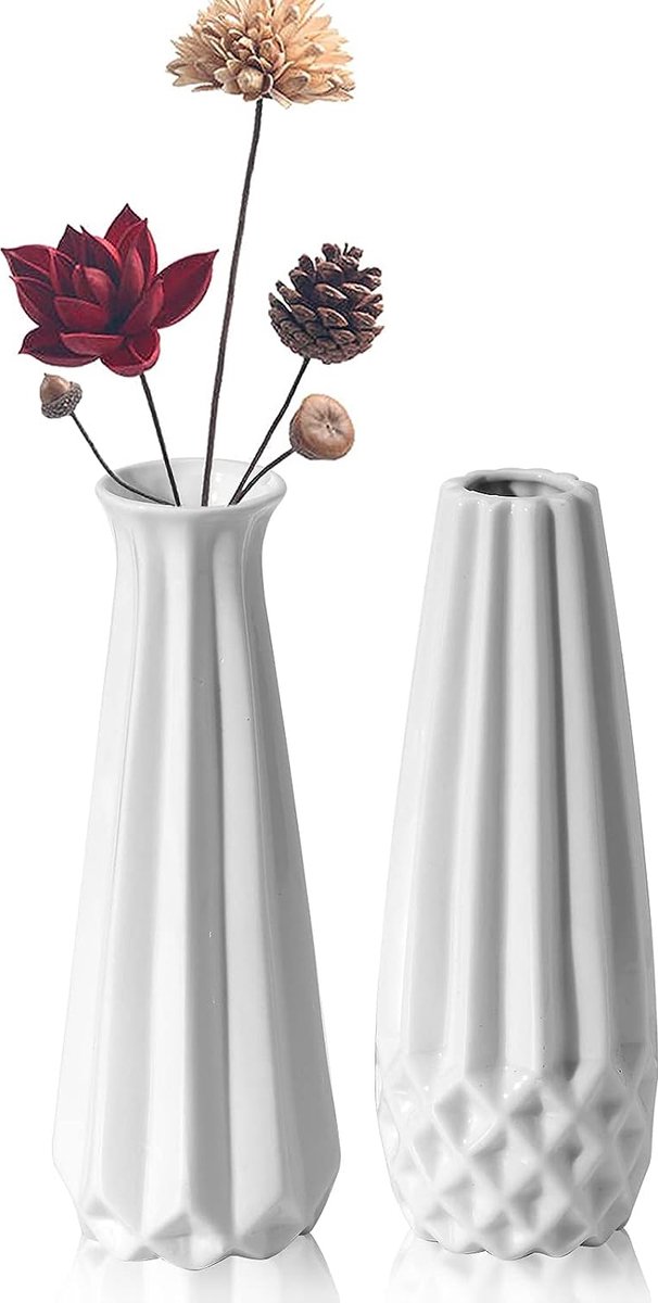 Pevfeciy Schwarze Vase für pampasgras,Vasen Set 2-teilig vase schwarz matt Deko Vase für trockenblumen,Blumenvasen aus Keramik für frische Blumen,Modern vasen deko Wohnzimmer Büro Wohnungsdeko