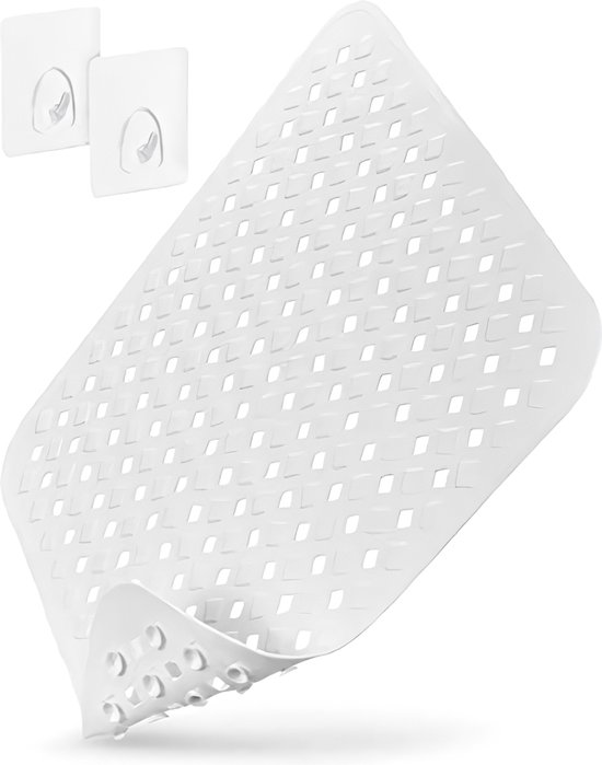 Foto: Douchemat huidvriendelijk 53x53 cm incl hanging antislip badkuipmat bpa vrij badmat anti slip schimmelbestendig machinewasbaar douchemat anti slip