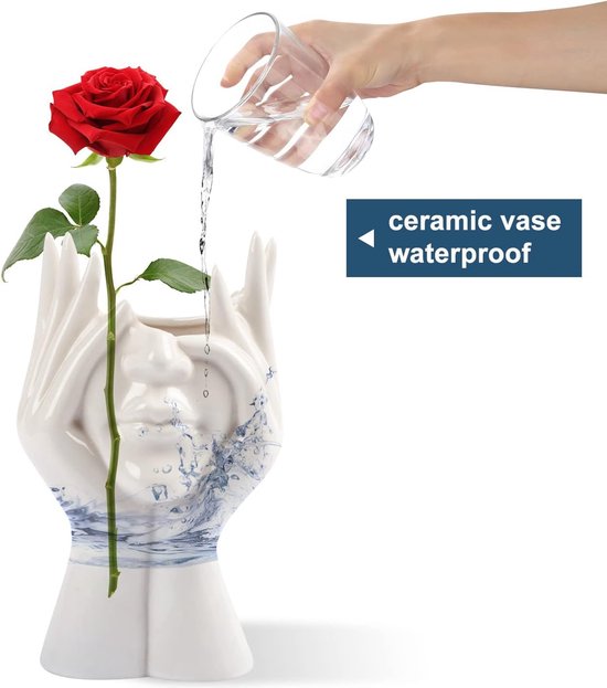JIDOFUE Bruine rustieke keramische vaas vintage bloem vaas met handvat