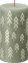 Bolsius - Rustieke kaars - 4 Stuks - Groen met print - 13cm - Kerst patroon