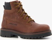 Braqeez leren jongens veterboots donkerbruin - Maat 35