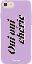 Fooncase Hoesje Geschikt voor iPhone 8 - Shockproof Case - Back Cover / Soft Case - Oui Oui Chérie / Lila Paars & Wit