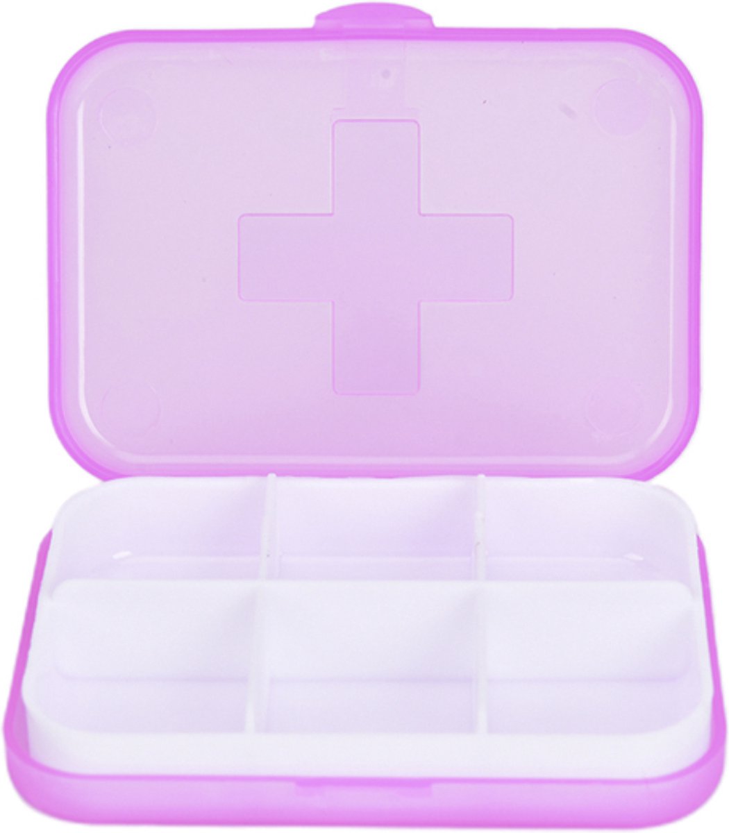 Goedkoopste Cabantis Mini Pillendoosje 6 Vakjes - Mini-Pillen Organizer - Mini-Medicijn Doosje - 8,8x6,5x2cm -Roze