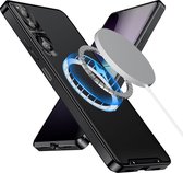 Hoesje met MagSafe Geschikt voor Sony Xperia 1 V - Matte Beschermhoes - Back Cover met Magneet - Geschikt voor Draadloos Opladen met Magnetische Ring - Zwart