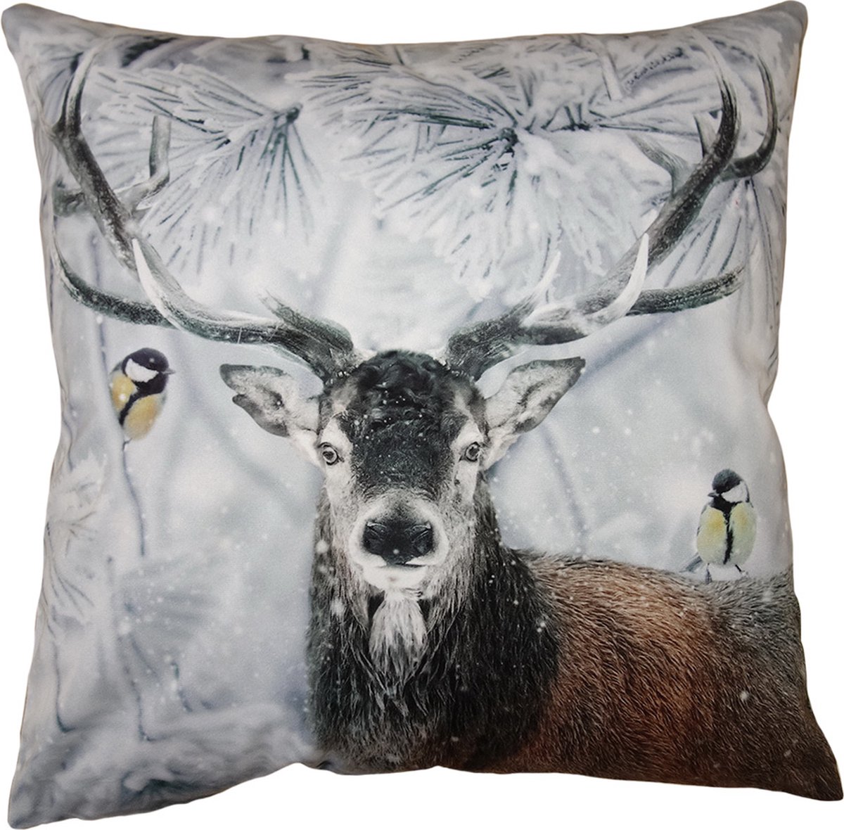 Kussenhoes 45x45 cm Bruin Grijs Polyester Hert Sierkussenhoes