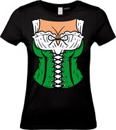 Dames T-shirt Dirndl Boezem | Oktoberfest dames heren | Carnavalskleding heren dames | Foute party | Zwart dames | maat L