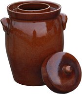 Keramieken Tuinpot - Roompan Bruin - 7 liter - Inclusief Deksel en Verzwaringssteen