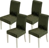 Stoelhoezen, set van 4, elastische stoelhoezen, schommelstoelenhoezen voor stoelen, groen, fluwelen stoelhoezen voor bureaustoelhoes, keuken, woonkamer, banket, familie, bruiloft, feeststoel