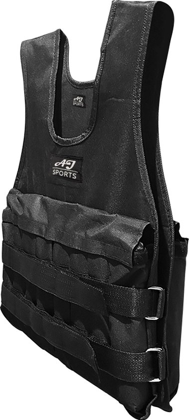 AJ-Sports Verstelbaar Gewichtsvest 10kg - Gewichtsvesten - Weight vest - Gewichten - Krachttraining & Crossfit Trainingsvest - Hardlopen - Cardio - Calisthenics - Crossfit - Zwart - Geschikt vanaf maat M / L