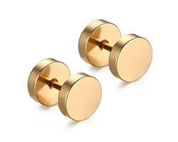 Plux Fashion Studs Oorbellen - Goud - 8mm - Stainless Steel - Heren - Dames - Sieraden - Goude Oorbellen - Studs Oorbellen - Oorbel - HipHop Oorbellen - Sieraden Cadeau - Luxe Style - Duurzame Kwaliteit - Halloween - Oktoberfeest