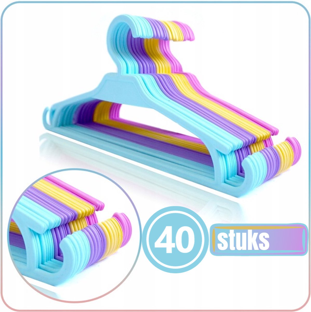Synx Tools Kinder Kledinghangers - Kleerhangers - 40 stuks - Hanger - Mix kleuren - kledinghangers baby - kinderkleding hangers - Babykleding - babykameraccessoires - 18CM-28CM-x0,5CM