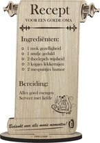 Recept oma - houten wenskaart - kaart van hout om oma te bedanken - Moederdag - gepersonaliseerd - 17.5 x 25 cm