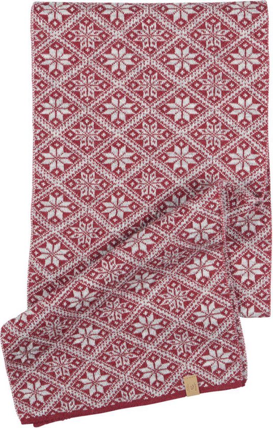 Ivanhoe gebreide sjaal van wol Freya Deep Red -One Size 185x27-L Rood