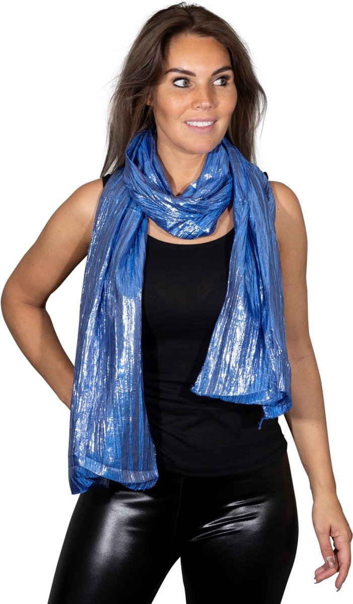 Disco sjaal - glinsterende kreukelsjaal - party sjaal - Licht blauw