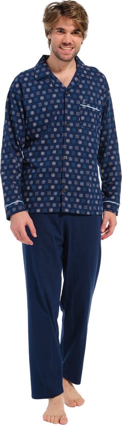Robson heren pyjama doorknoop 27232-716-6 - Blauw - S/48