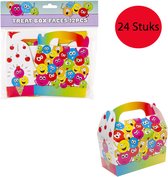 Traktatiedoosjes Smiley 24 STUKS - Lachgezicht - Verpakking Cadeau - Traktatie - Doosjes - Voor Uitdeelcadeaus - 12 x 12,5 cm