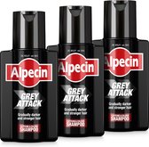 Alpecin Grey Attack Cafeïne & Kleur Shampoo voor Mannen 3x 200ml | Geleidelijk donkerder en voller haar | Natuurlijk ogend kleureffect voor zichtbaar minder grijs haar | Tegen dunner wordend haar