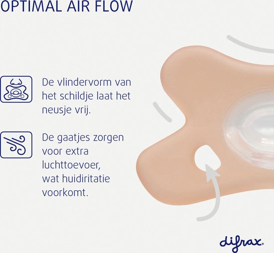 Difrax Fopspeen - Natural - 6/12 maanden - Siliconen - Raspberry/Caramel - 2 stuks van Difrax — afbeelding 3