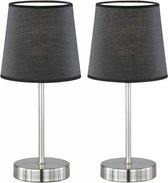 Moderne Tafellampen Set van 2 - Elegant Zwart Stof & Metaal - 14x14x32 cm - Geschikt voor LED, Halogeen, Gloeilamp - Ideaal voor Woonkamer, Slaapkamer, Kantoor - Handige Schakelaar & Stekker
