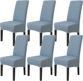 Stoelhoezen, 6-delige set stretch, XL stoelhoezen wasbaar, elastisch, grote stoelhoezen voor eetkamer, kantoor, eetkamer, hotel, banket (blauw-grijs, set van 6)