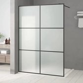 The Living Store Inloopdouchewand - Mat gehard ESG-glas - Verstelbaar for - Eenvoudig schoon te maken - Zwart - 139-140x195 cm