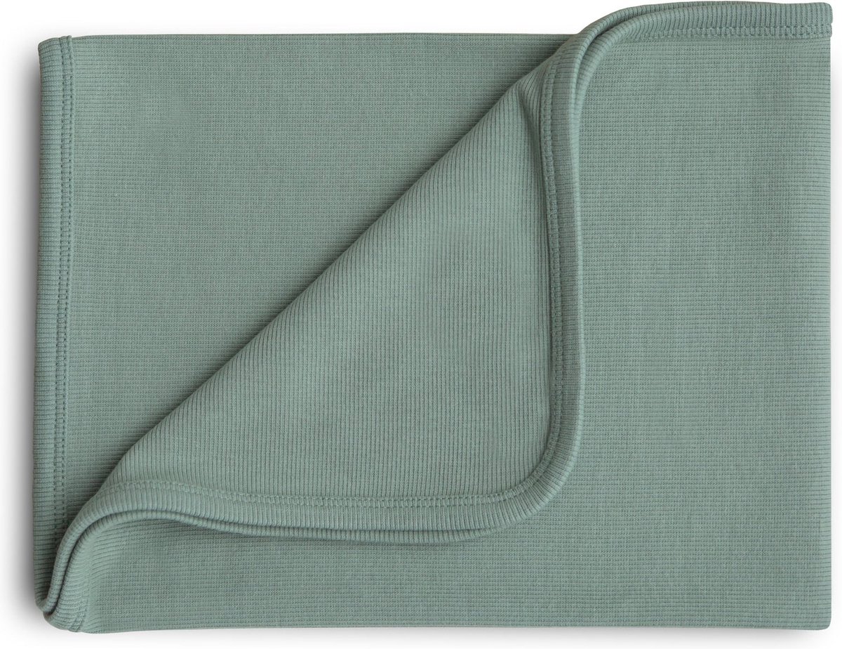 Mushie Wiegdeken Ribbed Baby Blanket - Roman Green
