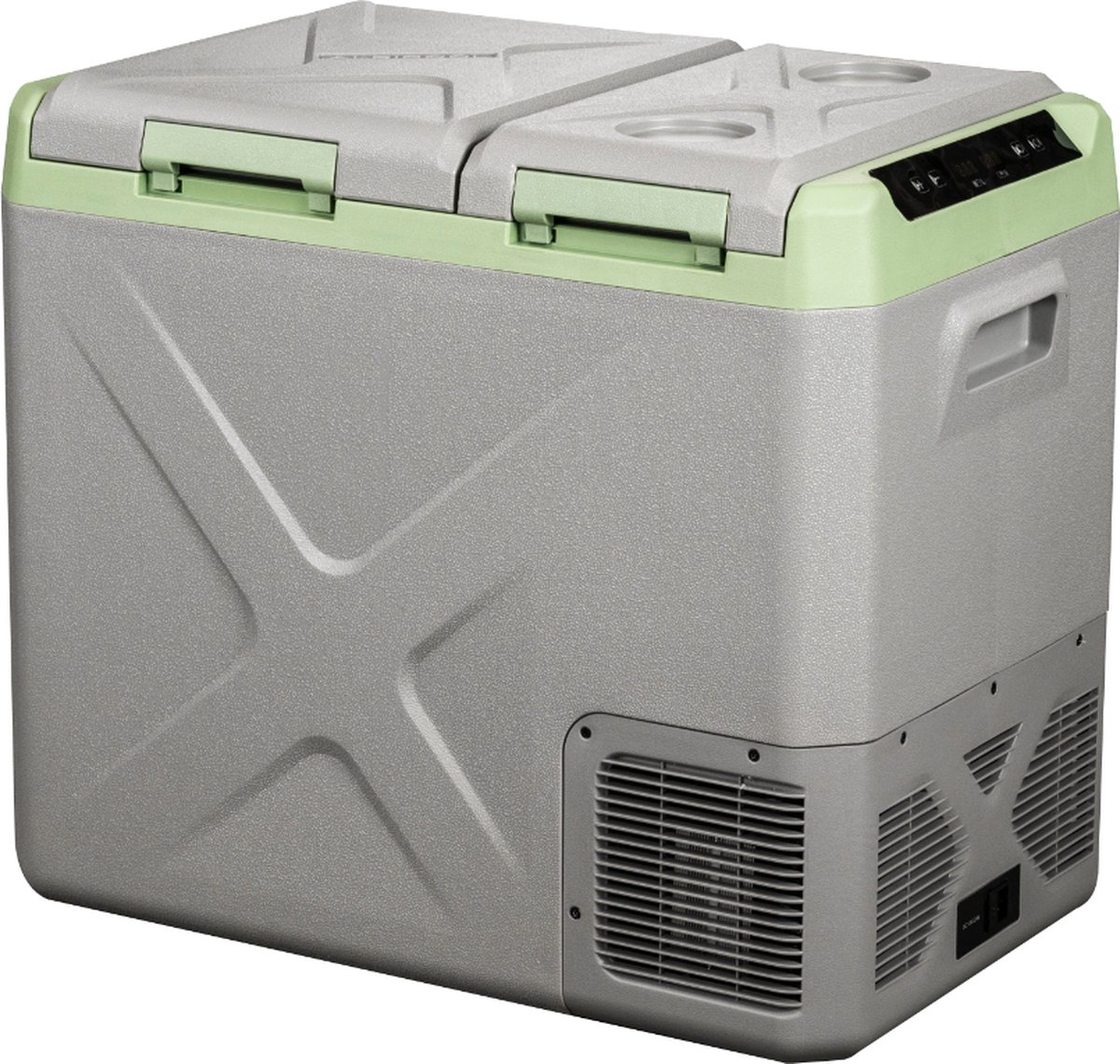 Steamy-E Single Zone Elektrische Compressor Koelbox - Dual Compartment - 41 liter - 12V en 230V - voor auto en camping - Grijs