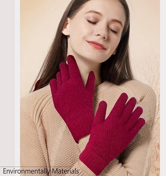 Gants thermiques pour femmes, tricot tressé, écran tactile épais, gants  d'hiver avec
