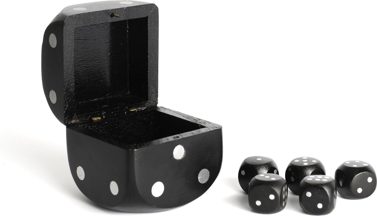 Authentic Models - Dobbelsteenbox - dobbelsteenbak - opbergbox Dobbelstenen - Dobbelstenen - 6,5 x 6,5 x 6,5 Cm - Zwart