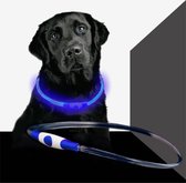 Blauwe LED Halsband voor honden - Large size - blauw verlichte halsband - 70 cm - Graag nauwkeurig de maat opmeten! - Lichtgevende Halsband Hond - Oplaadbaar via USB - adjustable - verstelbaar - verstelbare halsband USB oplaadbaar