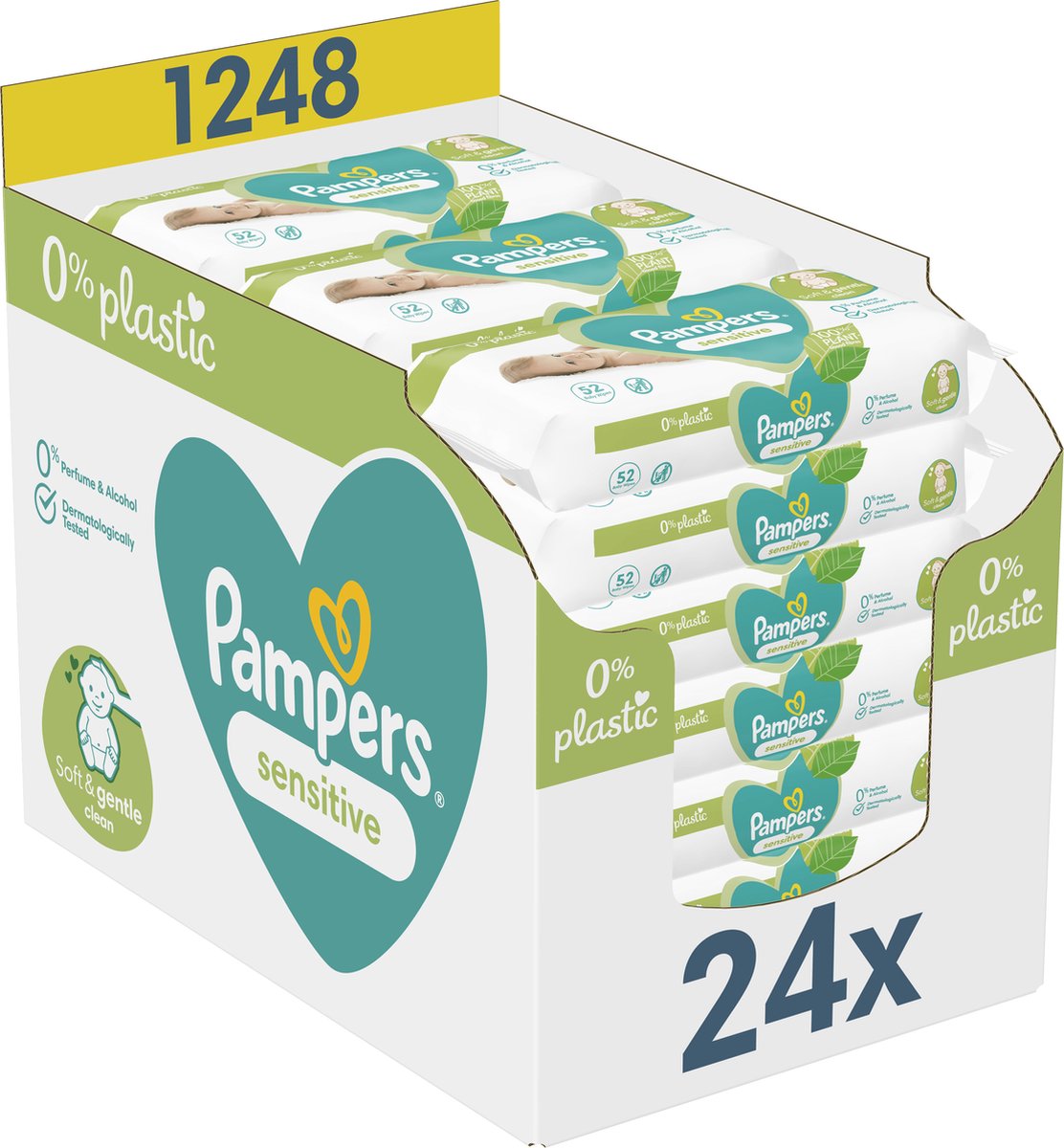 Pampers Sensitive Billendoekjes 0% plastic - 1248 Babydoekjes - Pampers