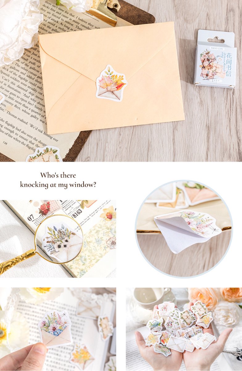 Stickerset Envelopjes met Bloemen - 46 stuks - Bullet Journal Stickers - Planner Agenda Stickers - Scrapbook stickers - Bujo stickers - Hobbystickers - Stickers volwassenen en kinderen — afbeelding 6