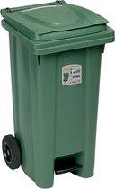 Afvalcontainer - 120L - Groen - Kliko - Container - Pedaal - Wielen